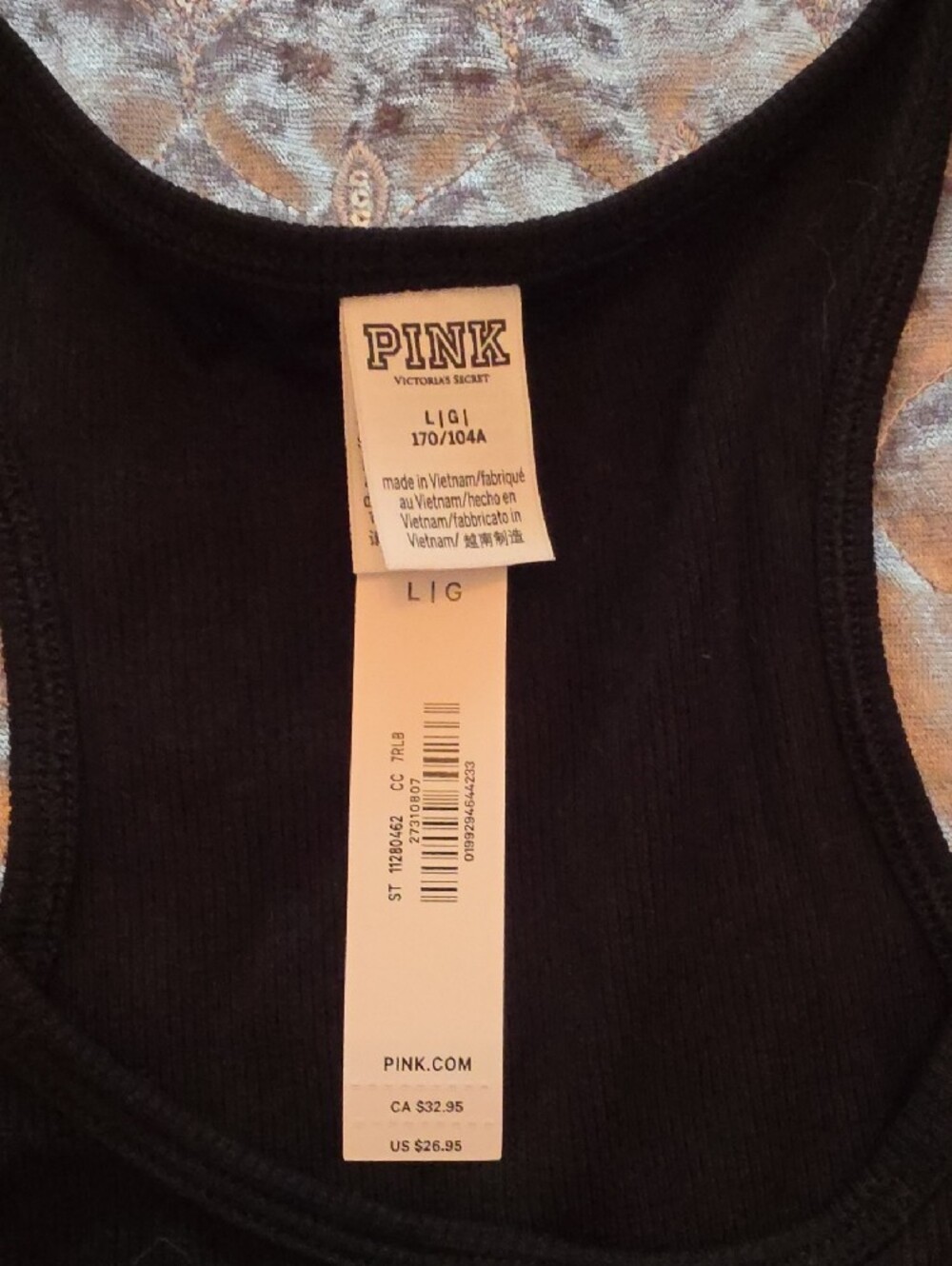 PINK Victoria's Secret Black Ribbed Racerback Tank - Picture 2 of 3